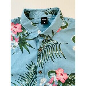 Neff Disney Mickey Mouse Hawaiian Shirt Men’s M Blue Tropical Floral Button Up